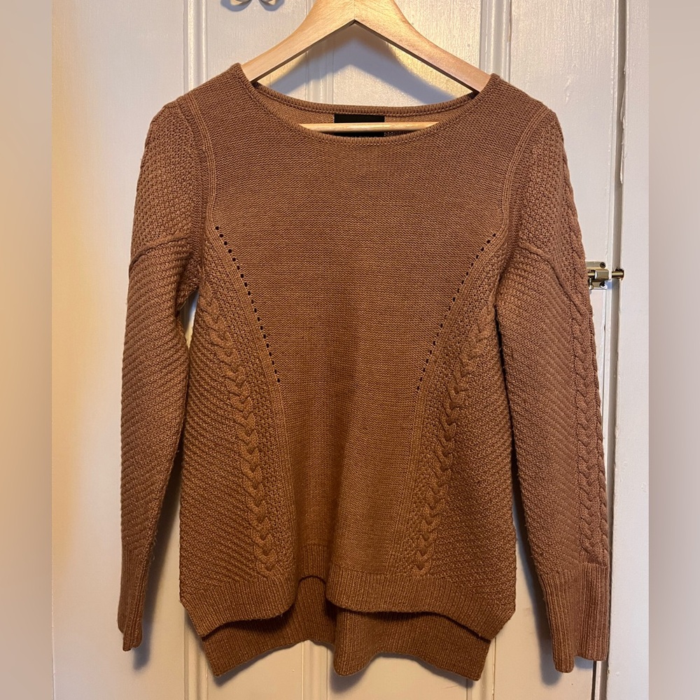 Cynthia rowley wool blend light brown knit pullover sweater. Size Small